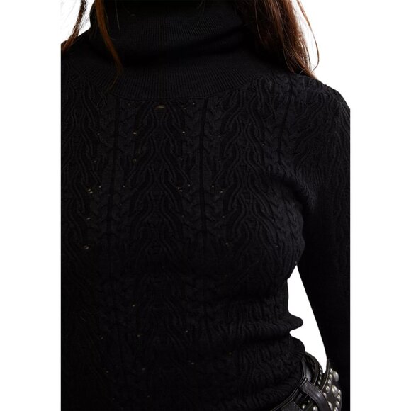 Free People Maddie Long Sleeve Turtleneck Shirt – Black | New - Picture 5 of 11